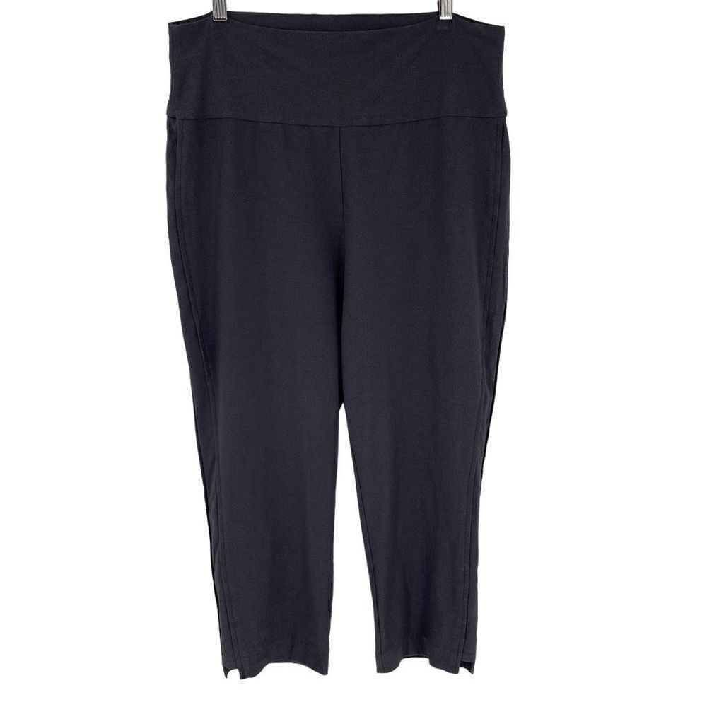 Eileen Fisher‎ Crepe Cropped Pants Casual Stretch Charcoal Gray Women Large